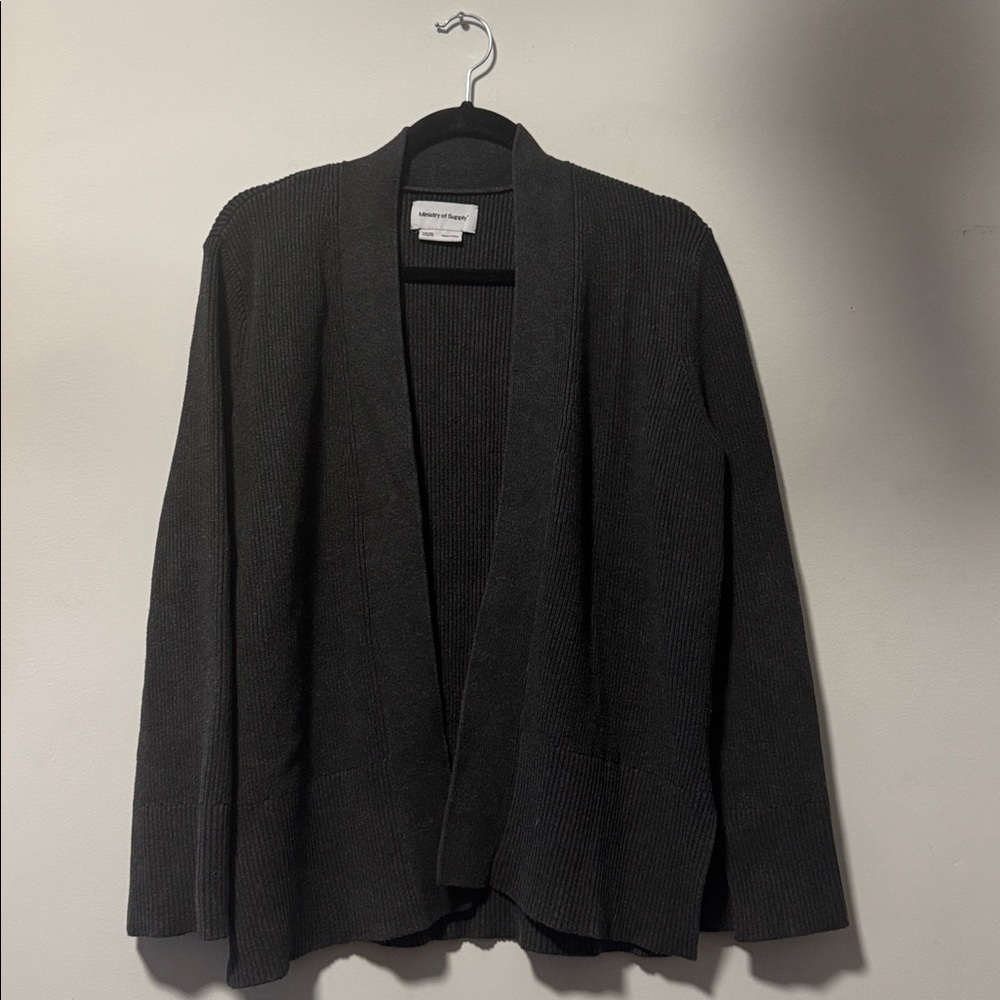 Ministry of Supply Composite Ribbed Cardigan in Gray XS/S